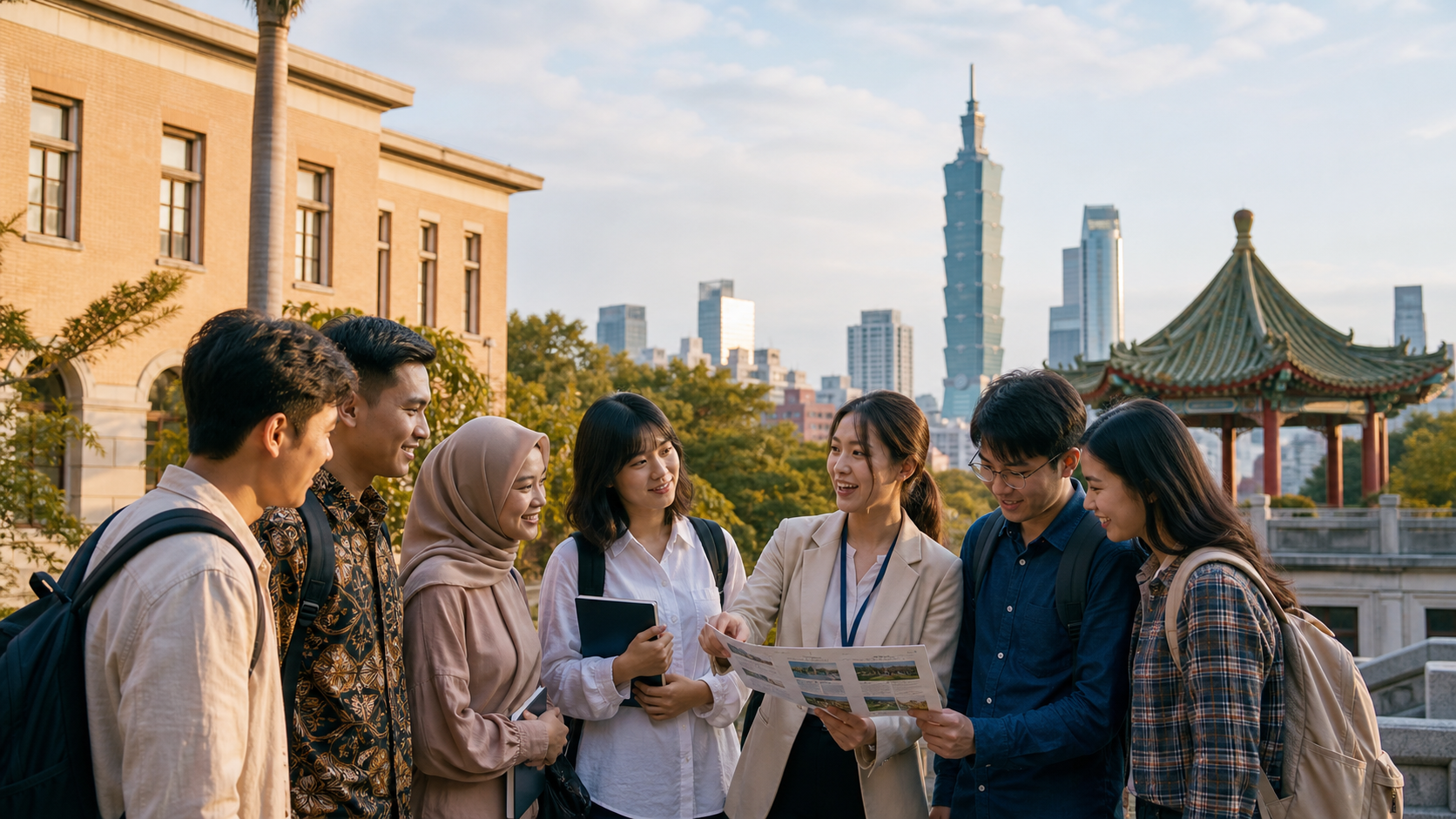 Mahasiswa internasional di lingkungan kampus National Taiwan University