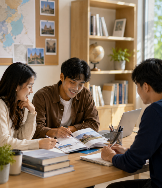 Mahasiswa berdiskusi tentang persiapan studi di Taiwan dan China